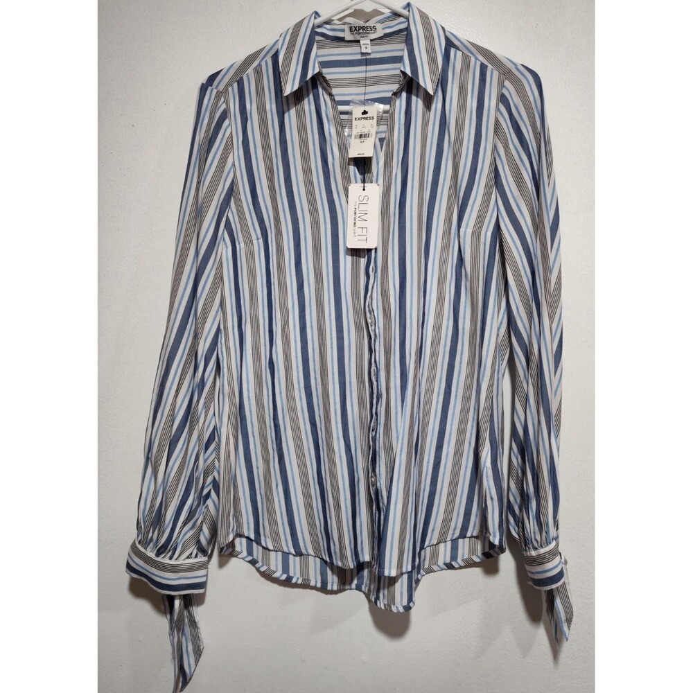Express Womens Portofino Long Sleeve Slim Fit Striped Button Shirt NWT Size S/P